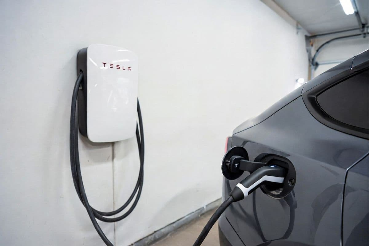 Level 2 EV charger installed in residential garage